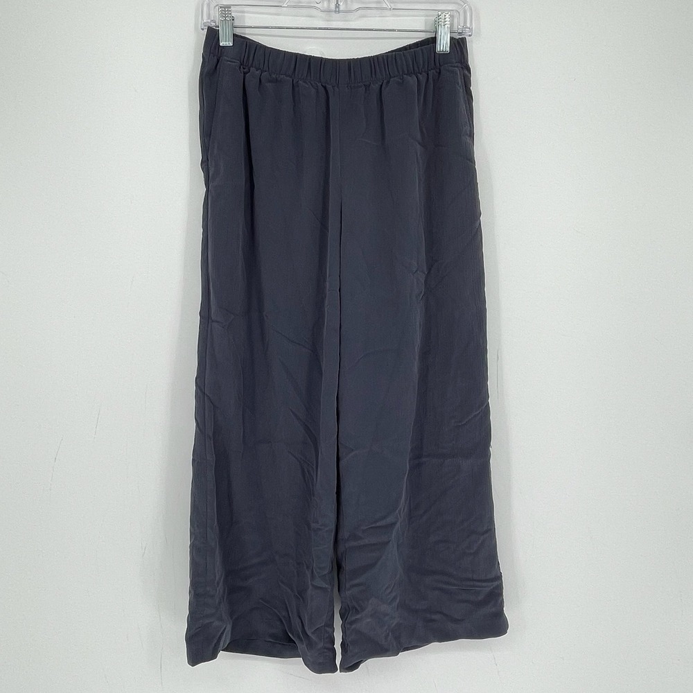 Pure Jill Women's Gray Sand-Washed Elastic Waist Wide Leg Crop Pants Size S